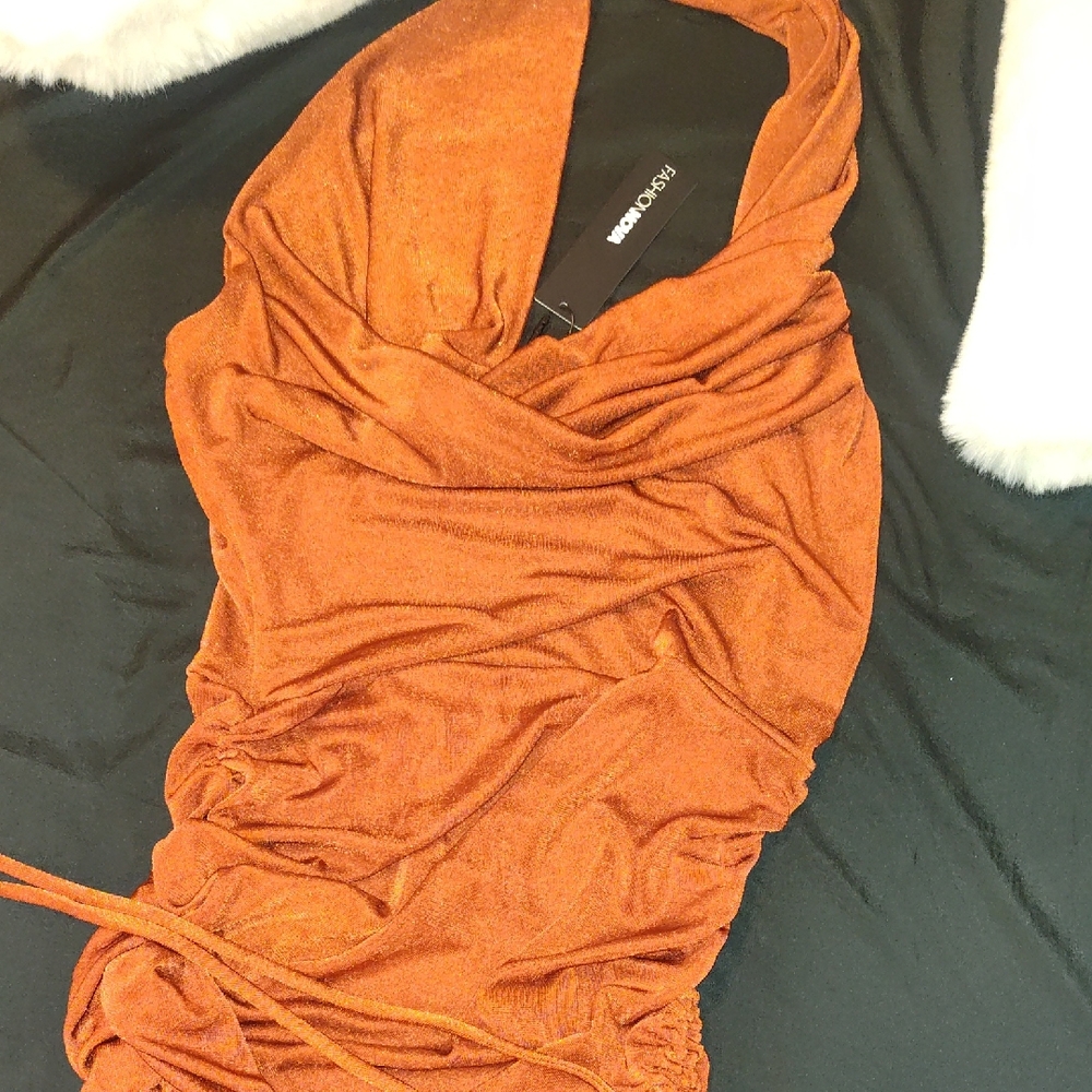 Fashion Nova Rust Orange Midi Dress